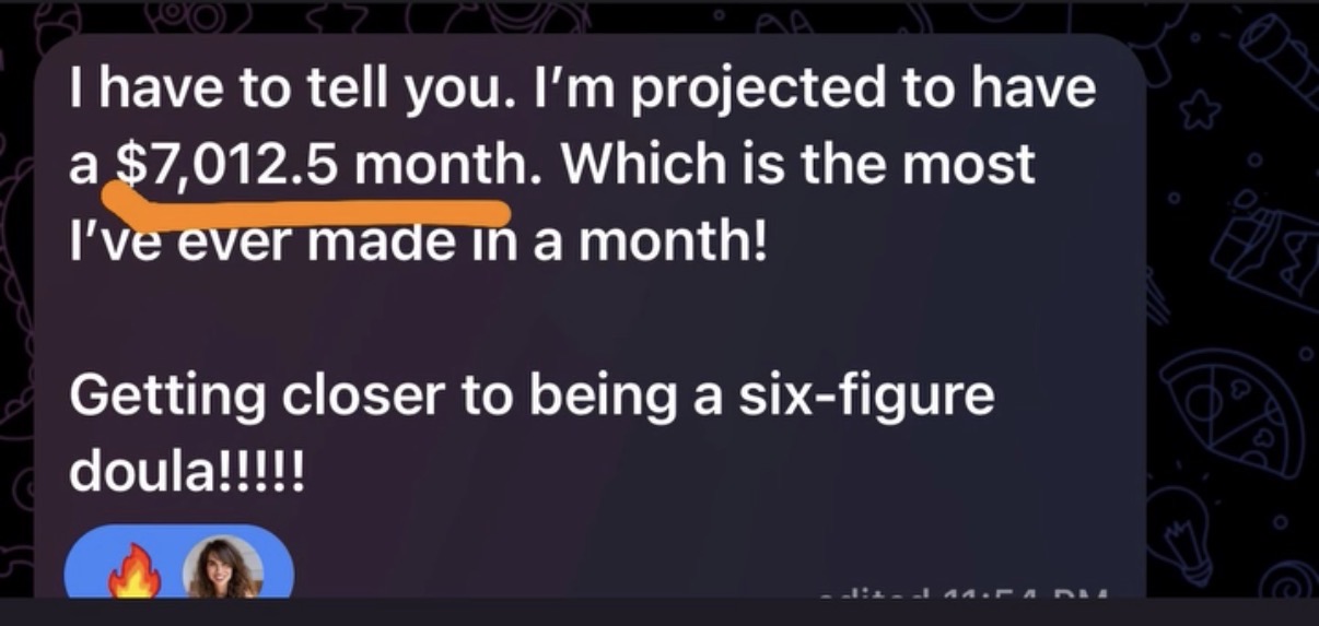 Client message: projected to have a $7,012.50 month, the most I've ever made
